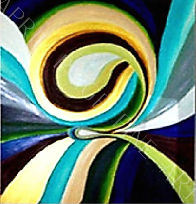 Abstract design with swirling colors in a circular pattern